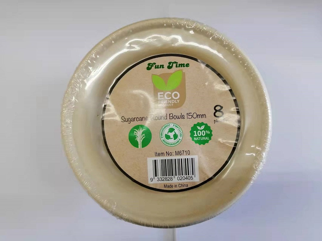 Fun T Sugarcane Bowl 8Pcs 150Mm